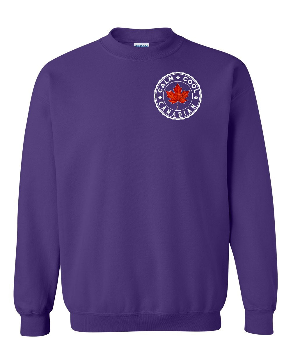 Calm Cool Canadian Leaf Left Chest and Back Crewneck - Gildan Canada (sewn Internationally)