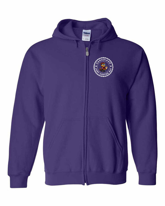 Canadiano just Coffee EH! Rosie Sunglasses Left Chest Zip Hoodie - Gildan Canada (sewn Internationally)