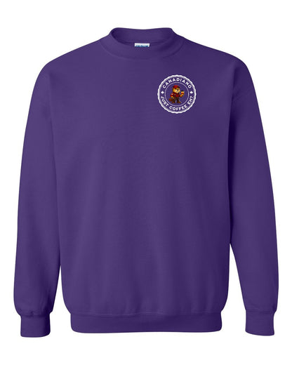 Canadiano just Coffee EH! Male Beaver Left Chest Crewneck - Gildan Canada (sewn Internationally)