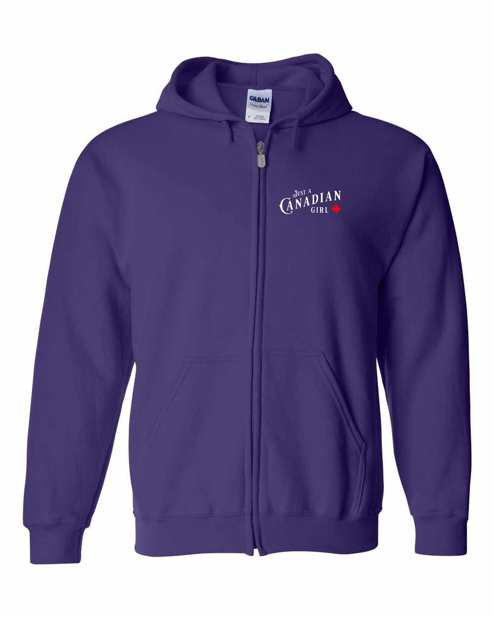 Just a canadian Girl Leaf Left Chest Zip Hoodie
