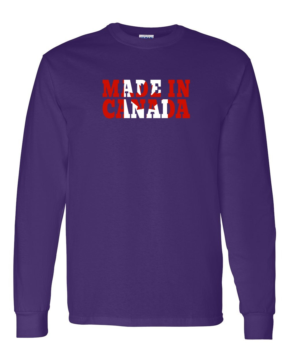 Made in Canada Flag Background Full Long Sleeve - Gildan Canada (sewn Internationally)