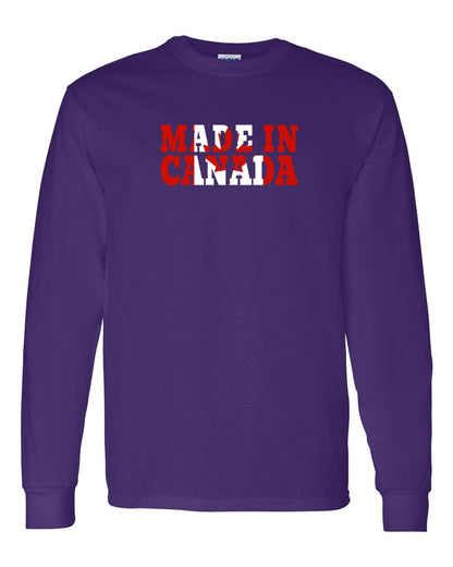 Made in Canada Flag Background Full Long Sleeve - Gildan Canada (sewn Internationally)