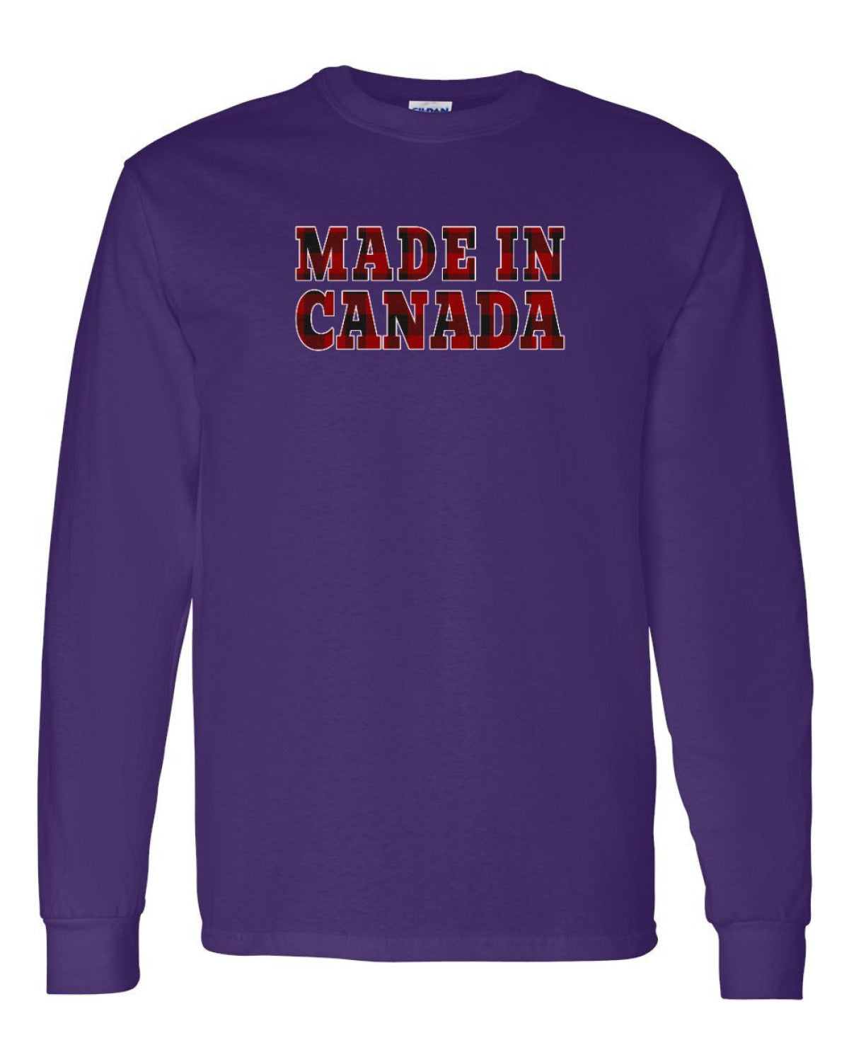 Made in Canada Plaid Background Full Long Sleeve - Unisex