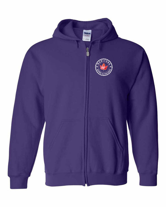 Born and Raised Manitoba Left Chest and Back Zip Hoodie - Gildan Canada (sewn Internationally)