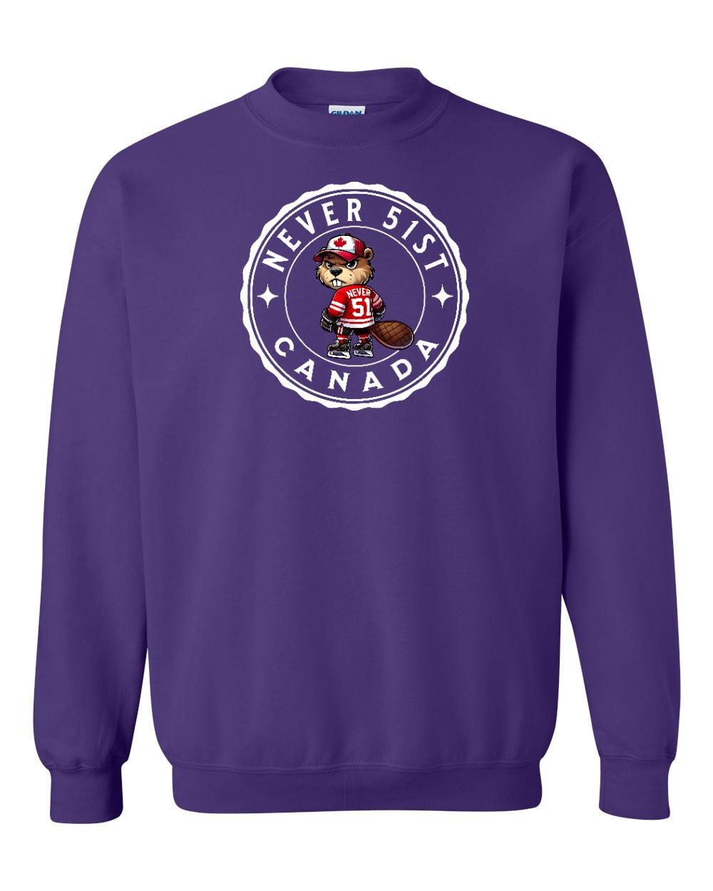 Never 51st Beaver Full Crewneck - Gildan Canada (sewn Internationally)