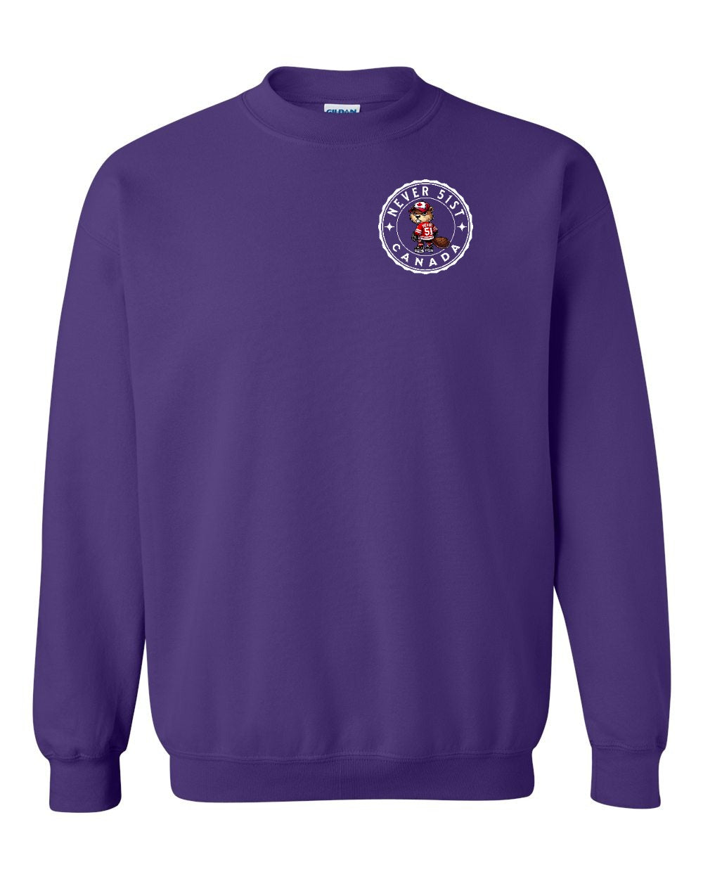 Never 51st Beaver Left Chest and Back Crewneck