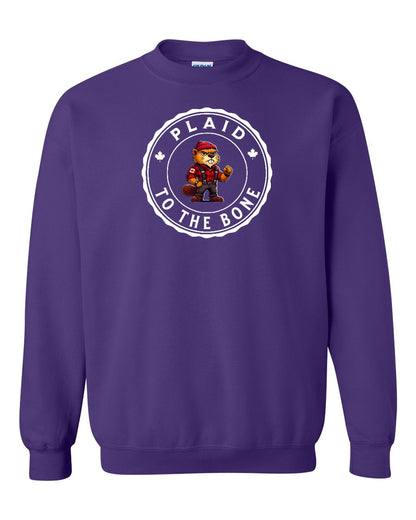 Plaid to the Bone Beaver Full Crewneck - Gildan Canada (sewn Internationally)