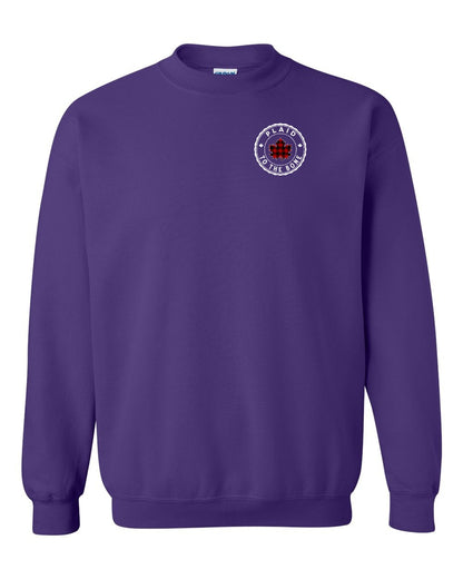 Plaid to the Bone Circle Leaf Left Chest and Back Crewneck - Gildan Canada (sewn Internationally)