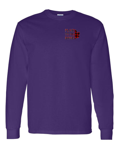Plaid to the Bone Stacked Leaf Left Chest and Back Long Sleeve - Gildan Canada (sewn Internationally)