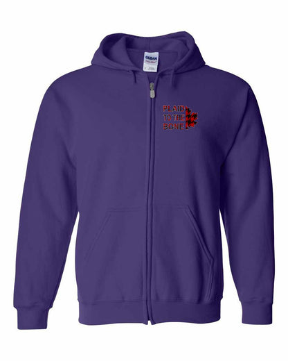 Plaid to the Bone Stacked Leaf Left Chest Zip Hoodie - Gildan Canada (sewn Internationally)