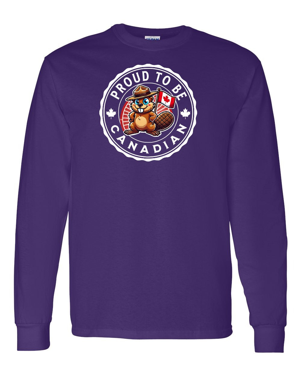 Proud to be Canadian Beaver Full Long Sleeve - Gildan Canada (sewn Internationally)