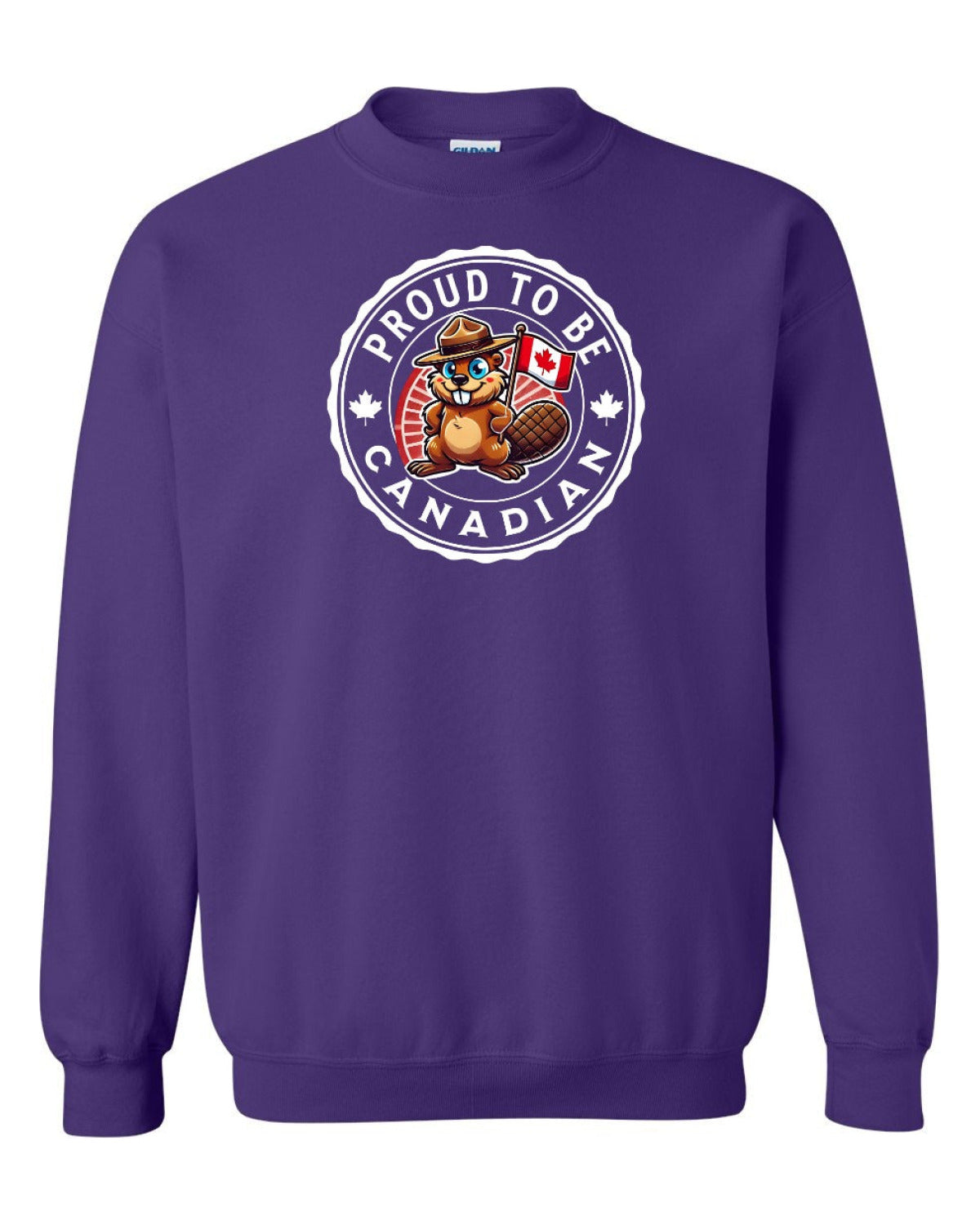 Proud to be Canadian Beaver  XL Purple  Crewneck - Unisex