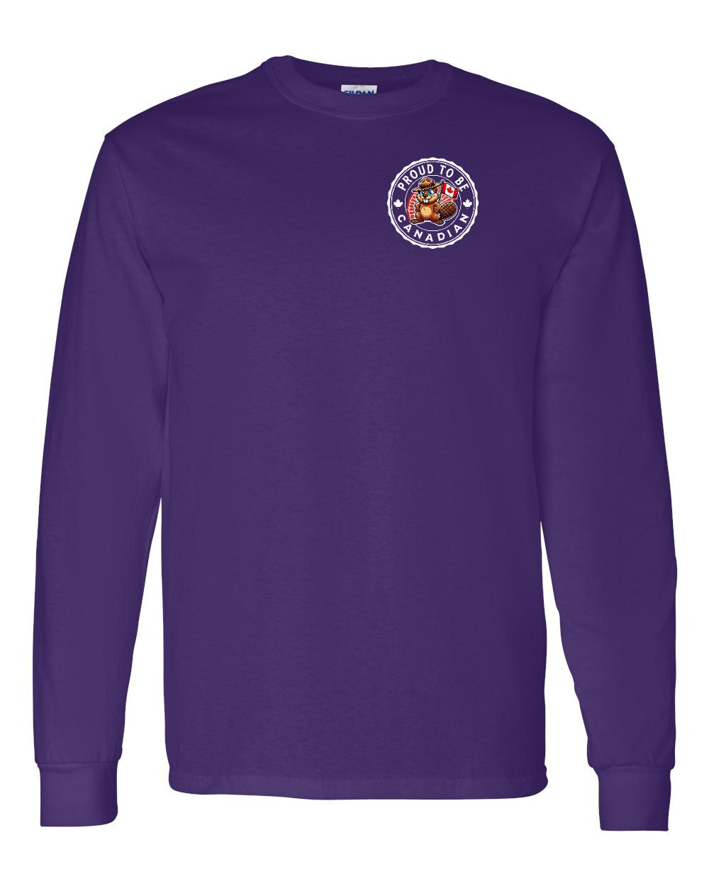 Proud to be Canadian Beaver Left Chest Long Sleeve - Gildan Canada (sewn Internationally)