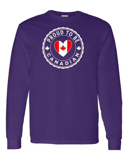 Proud to be Canadian Heart Flag Full Long Sleeve - Gildan Canada (sewn Internationally)