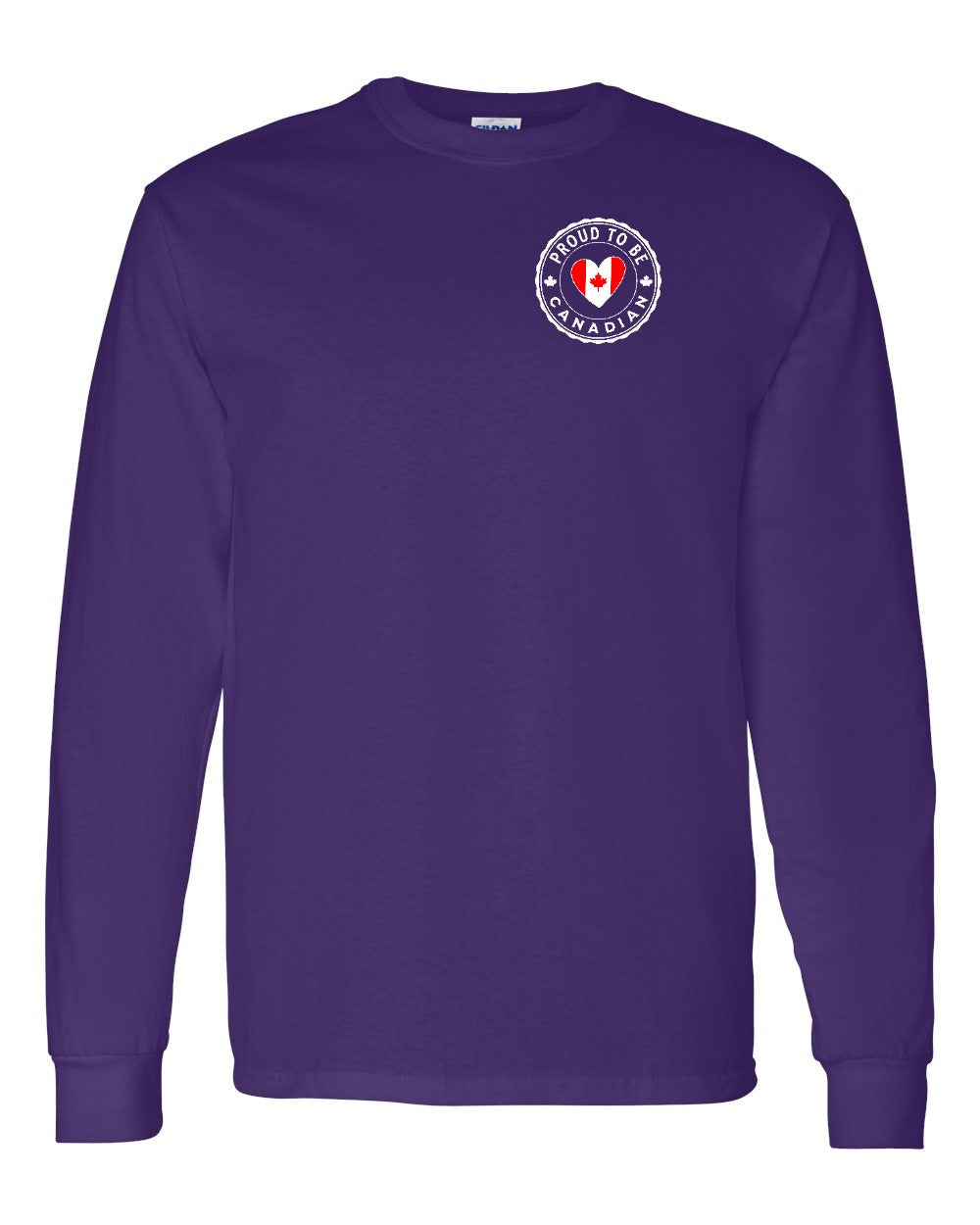 Proud to be Canadian Heart Flag Left Chest Long Sleeve - Gildan Canada (sewn Internationally)