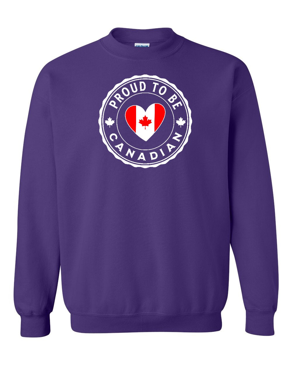 Proud to be Canadian Heart Flag Full Crewneck - Gildan Canada (sewn Internationally)