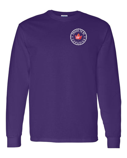 Proud to be Canadian Leaf Left Chest and Back Long Sleeve - Gildan Canada (sewn Internationally)