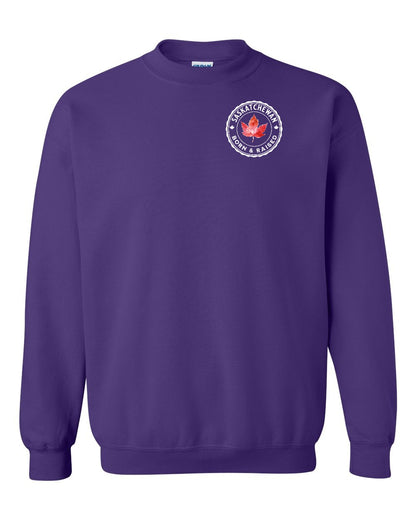 Born and Raised Saskatchewan Left Chest and Back Crewneck - Gildan Canada (sewn Internationally)