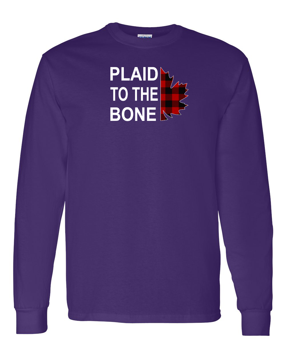 Plaid to the Bone Stacked Leaf Left Chest Long Sleeve
