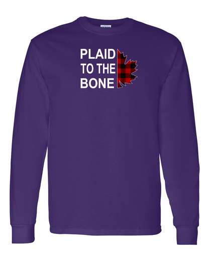 Plaid to the Bone Stacked Leaf Left Chest Long Sleeve