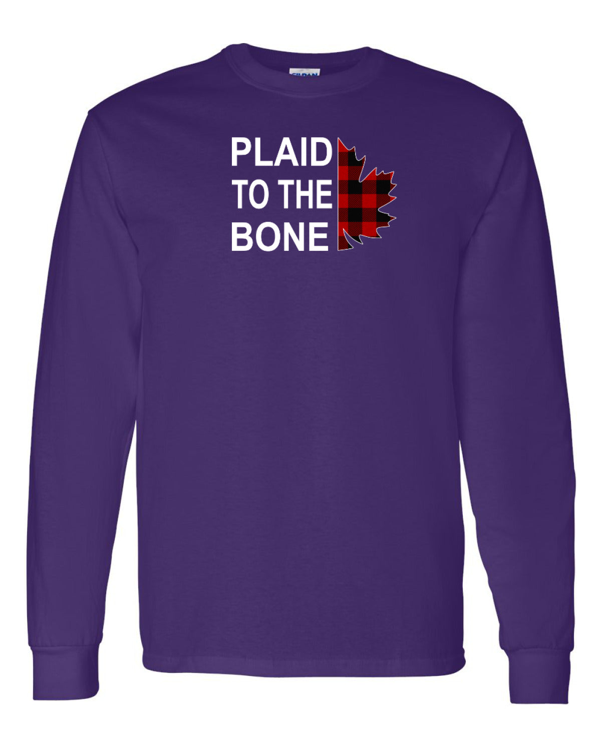 Plaid to the Bone Stacked Leaf Left Chest Long Sleeve - Unisex