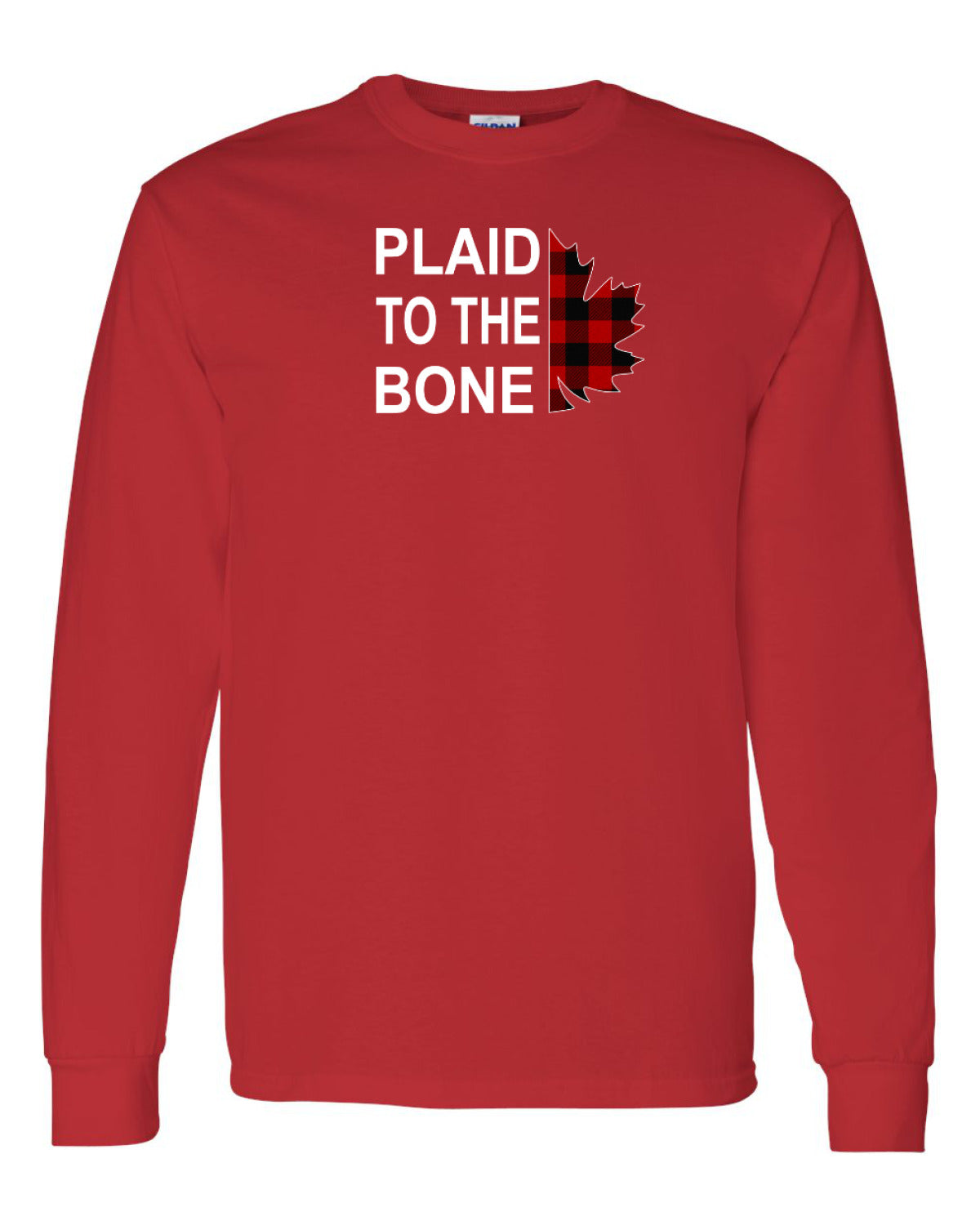 Plaid to the Bone Stacked Leaf Left Chest Long Sleeve - Unisex