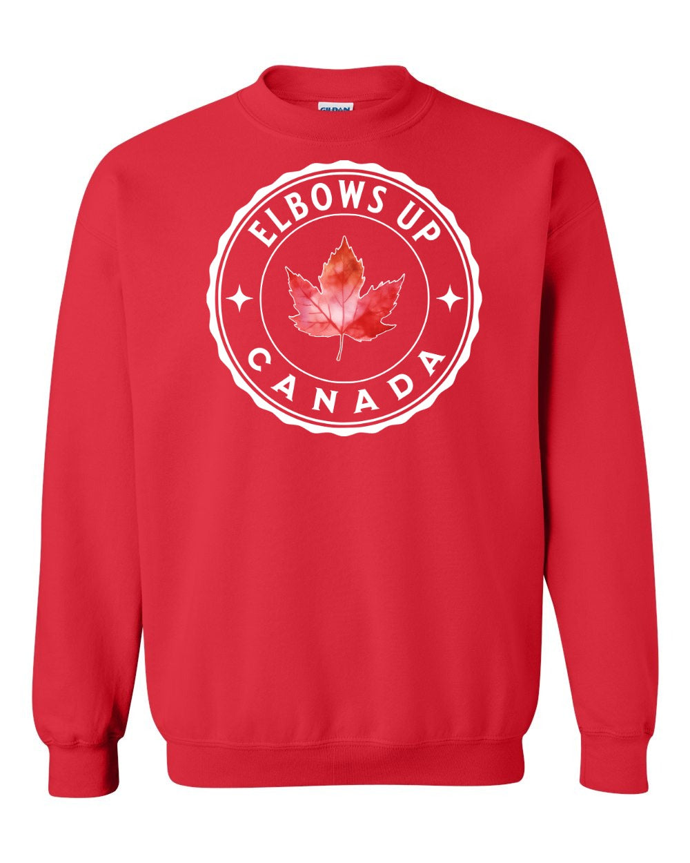 Elbows up Leaf Full Crewneck - Gildan Canada (sewn Internationally)