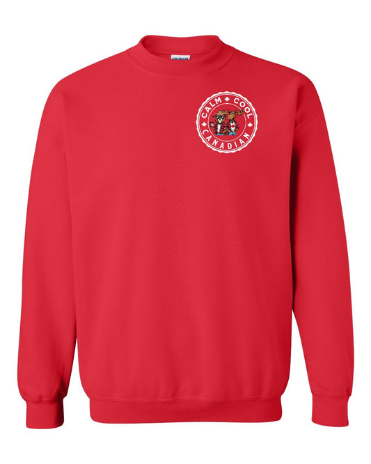 Calm Cool Moose and Beaver Left Chest and Back Crewneck - Gildan Canada (sewn Internationally)