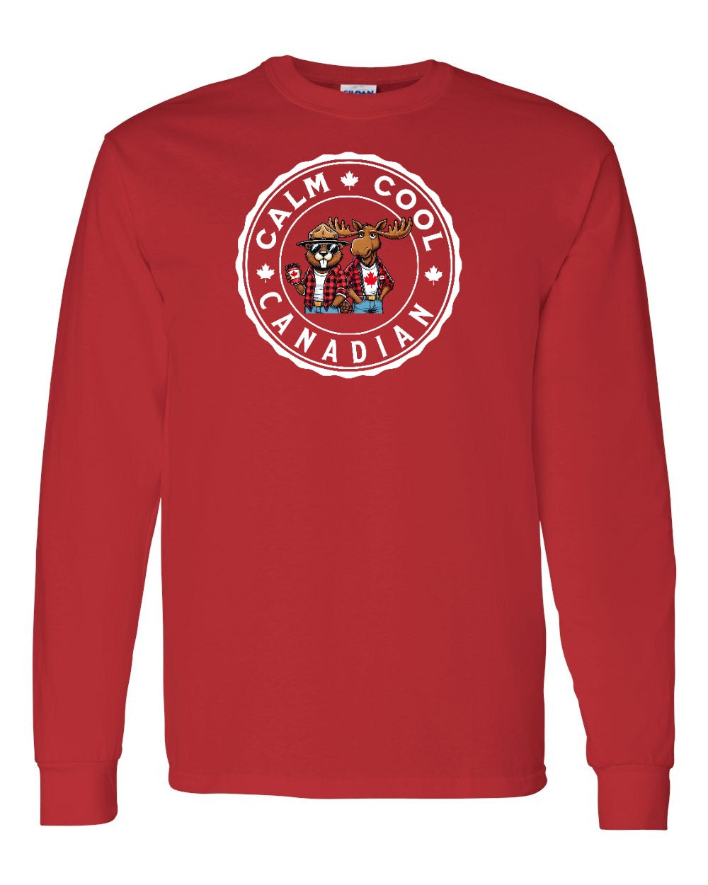 Calm Cool Moose and Beaver Full Long Sleeve - Gildan Canada (sewn Internationally)