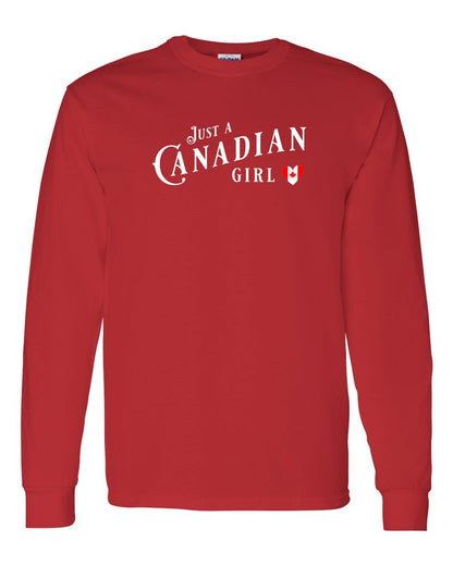 Just A Canadian Girl (Heart Flag Full) Full Long Sleeve - Gildan Canada (sewn Internationally)