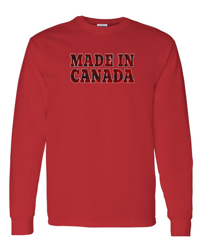 Made in Canada Plaid Background Full Long Sleeve - Gildan Canada (sewn Internationally)