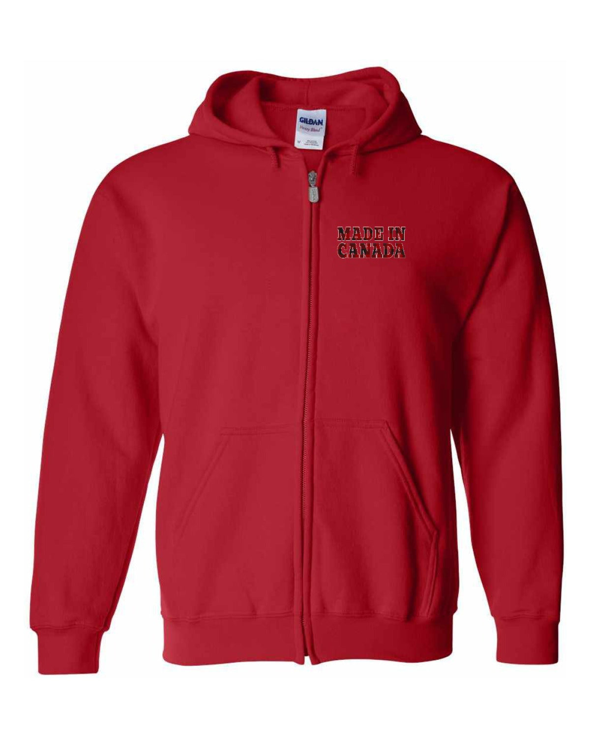 Made in Canada Plaid Background Left Chest Zip Hoodie - Unisex