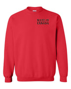 Made in Canada Plaid Background Left Chest Crewneck - Unisex