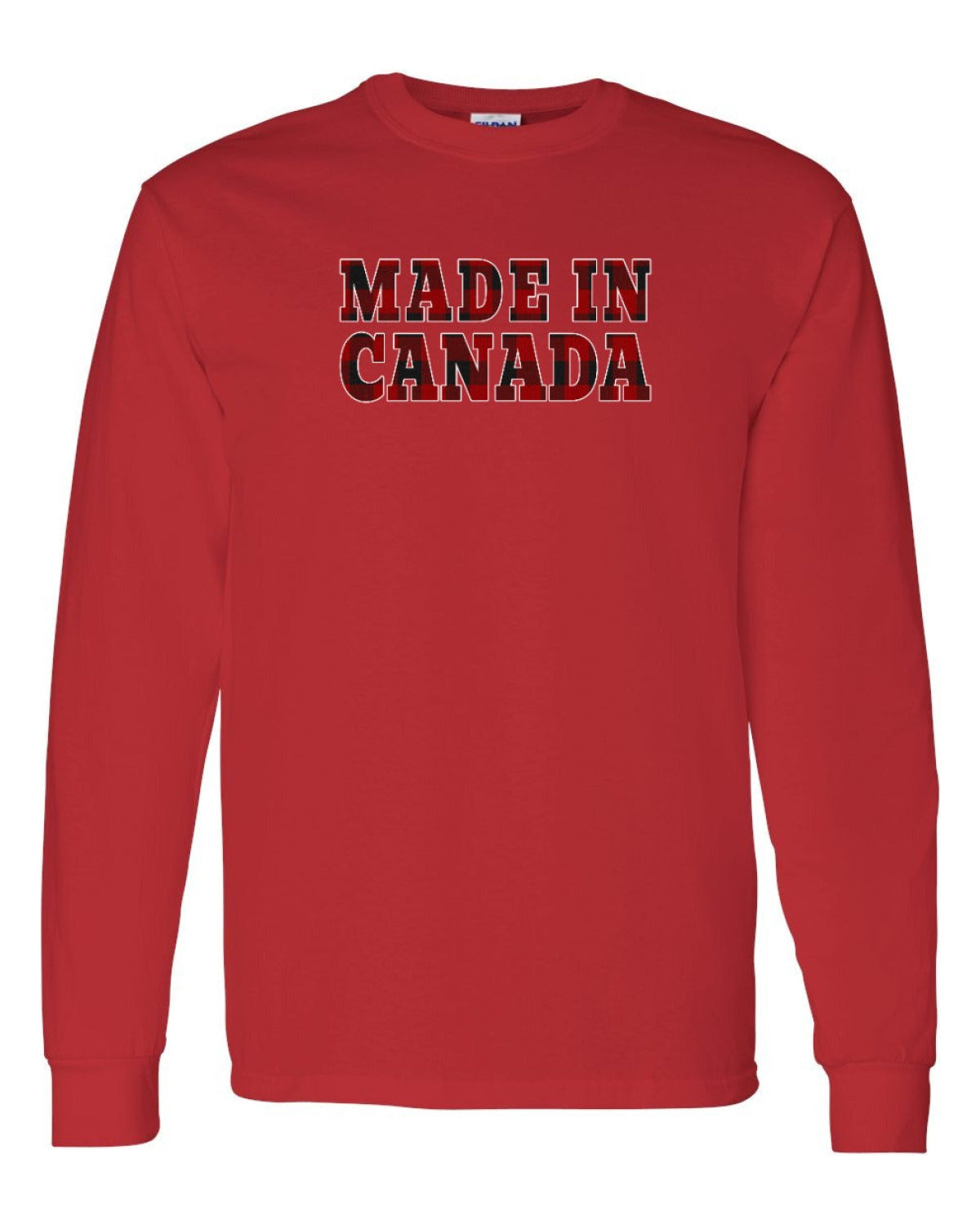 Made in Canada Plaid Background Full Long Sleeve - Unisex