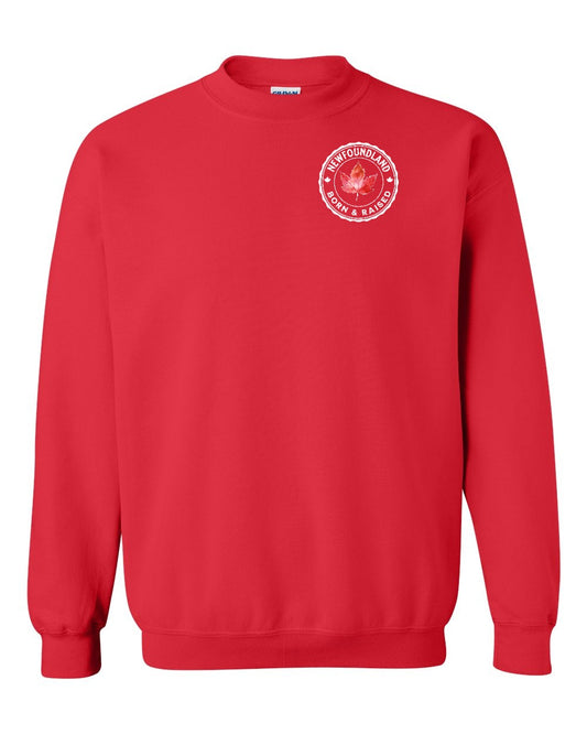Born and Raised Newfoundland Left Chest and Back Crewneck - Gildan Canada (sewn Internationally)