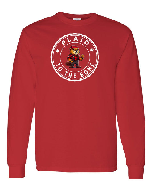 Plaid to the Bone Beaver Full Long Sleeve - Gildan Canada (sewn Internationally)
