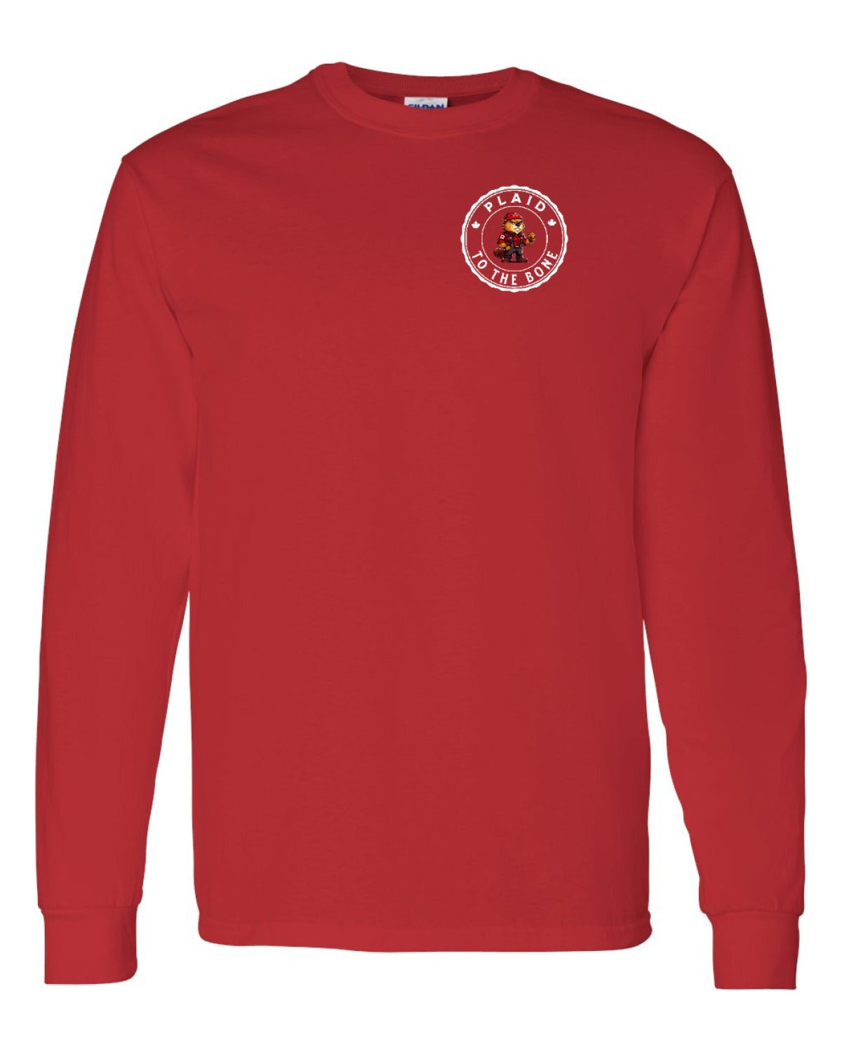 Plaid to the Bone Beaver Left Chest Long Sleeve - Unisex
