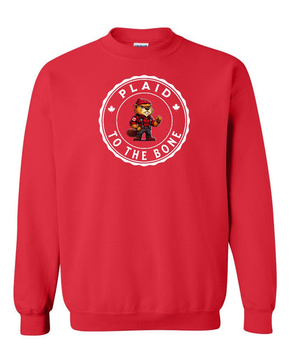 Plaid to the Bone Beaver Full Crewneck - Gildan Canada (sewn Internationally)