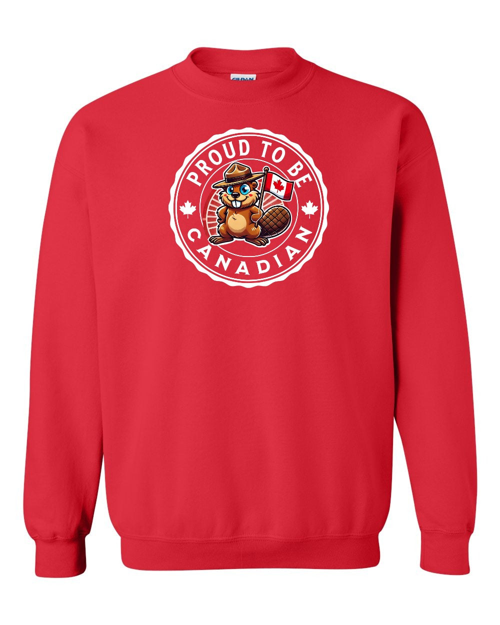Proud to be Canadian Beaver Full Crewneck - Gildan Canada (sewn Internationally)