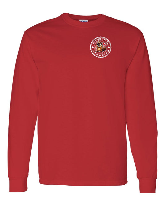 Proud to be Canadian Beaver Left Chest Long Sleeve - Gildan Canada (sewn Internationally)