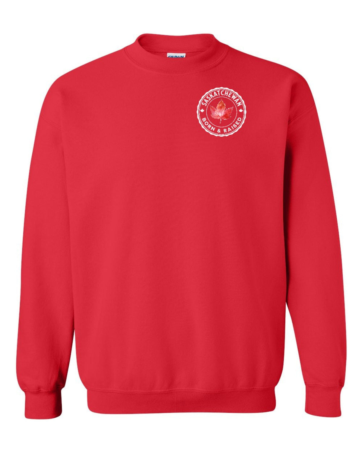 Born and Raised Saskatchewan Left Chest and Back Crewneck - Unisex