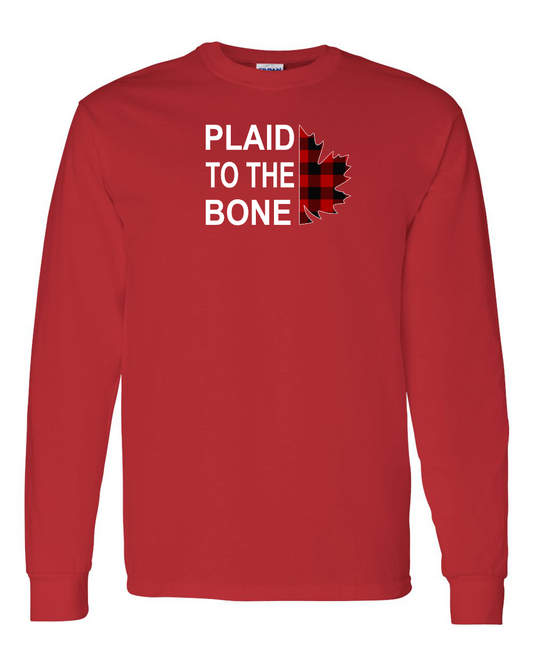 Plaid to the Bone Stacked Leaf Left Chest Long Sleeve