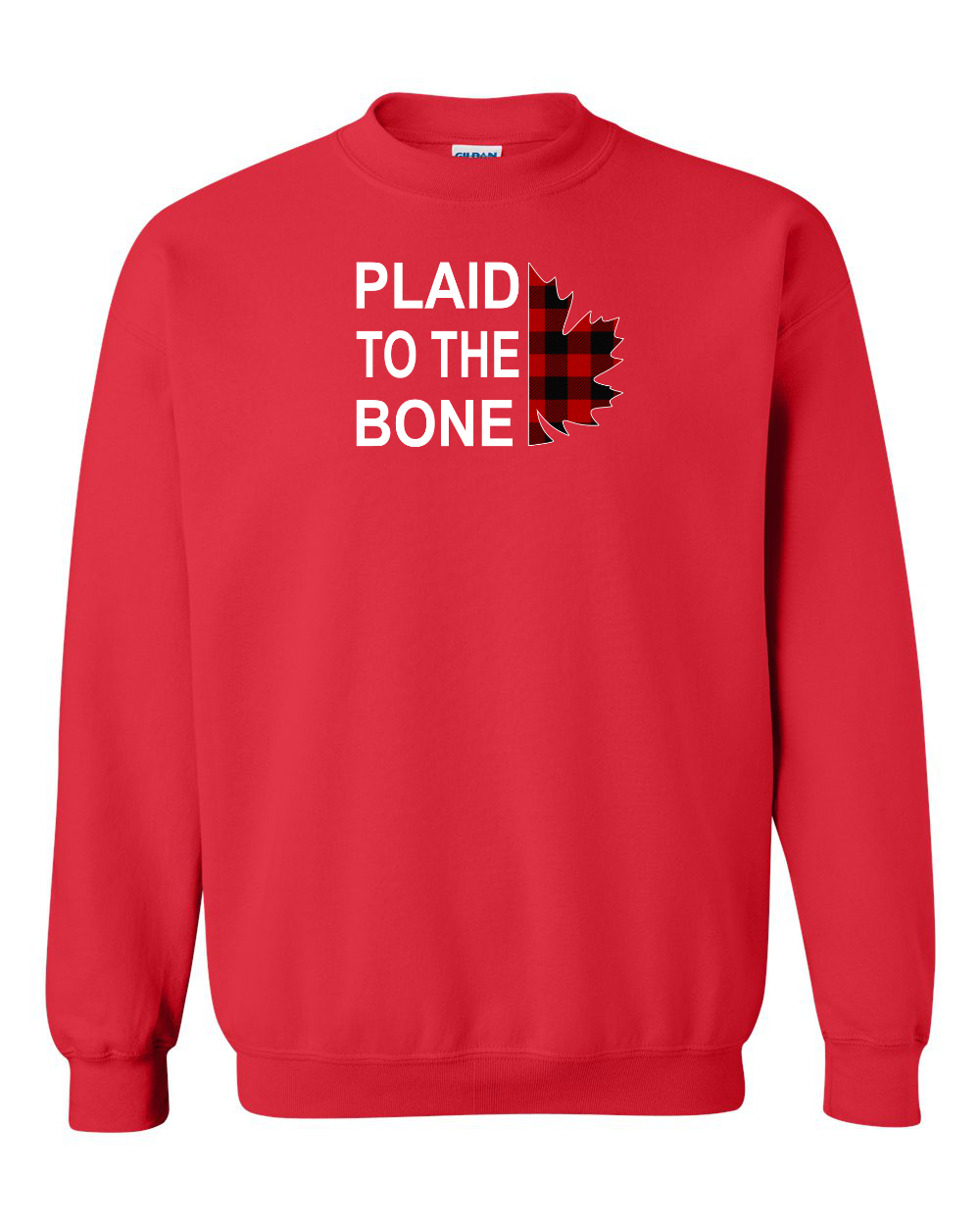 Plaid to the Bone Stacked Leaf Full Crewneck