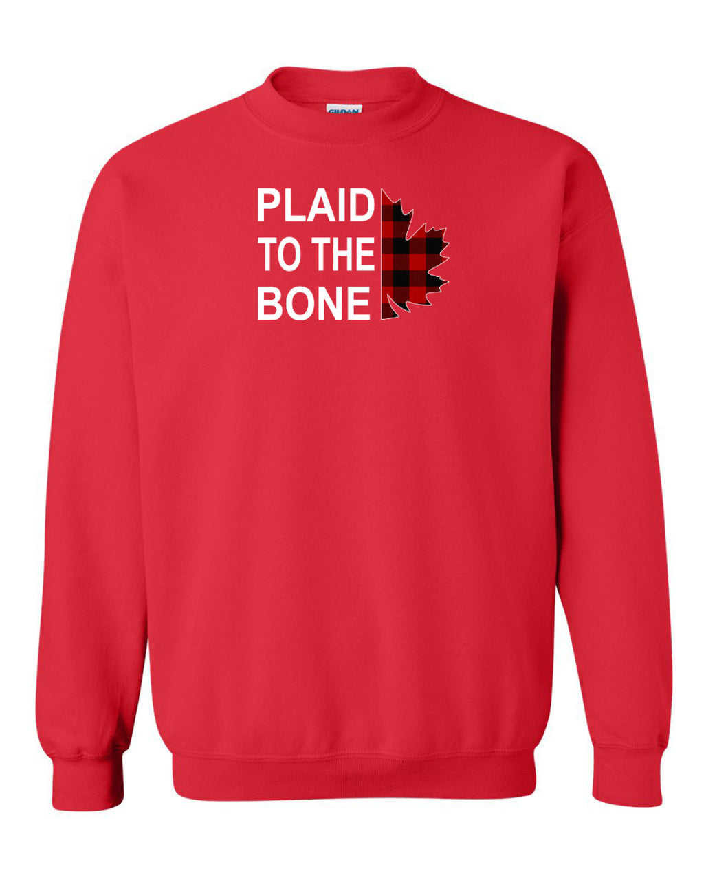 Plaid to the Bone Stacked Leaf Full Crewneck - Unisex