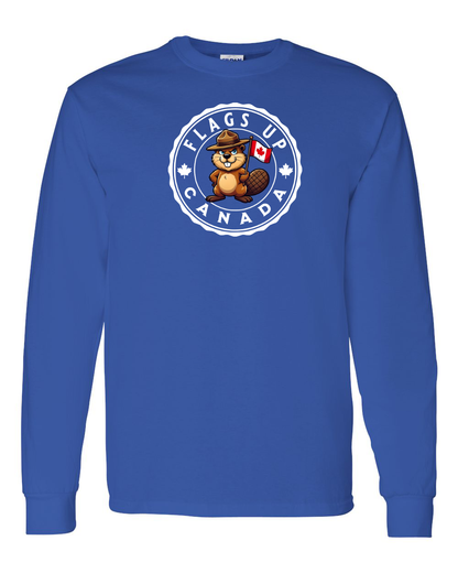 Flags Up Canada Male Beaver Version Full Long Sleeve Tee - Gildan Canada (sewn Internationally )