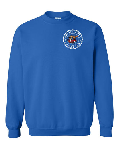 Calm Cool Moose and Beaver Left Chest and Back Crewneck - Gildan Canada (sewn Internationally)