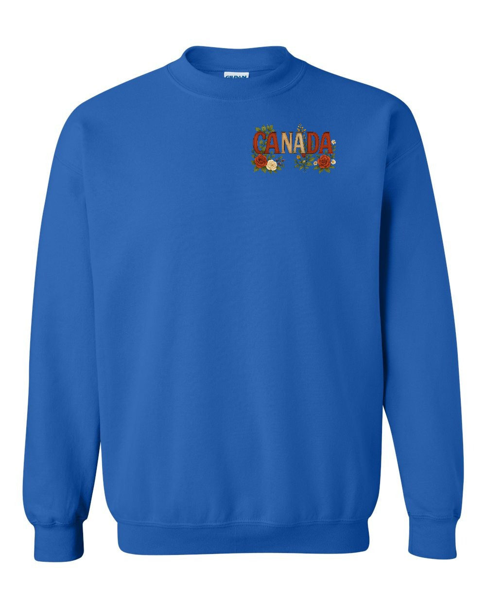 Canada Flowers Left Chest and Back Crewneck - Gildan Canada (sewn Internationally)