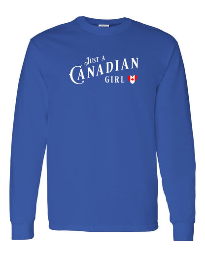 Just A Canadian Girl (Heart Flag Full) Full Long Sleeve - Gildan Canada (sewn Internationally)
