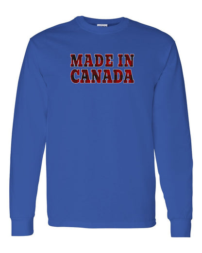 Made in Canada Plaid Background Full Long Sleeve - Gildan Canada (sewn Internationally)