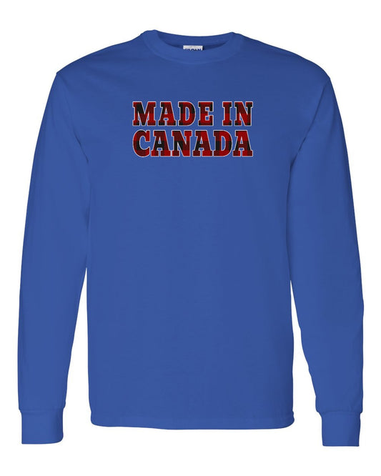 Made in Canada Plaid Background Full Long Sleeve - Gildan Canada (sewn Internationally)